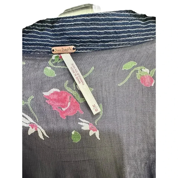 Free People Hearts And Colors Striped Tunic Blouse Top Size M - Picture 6 of 6